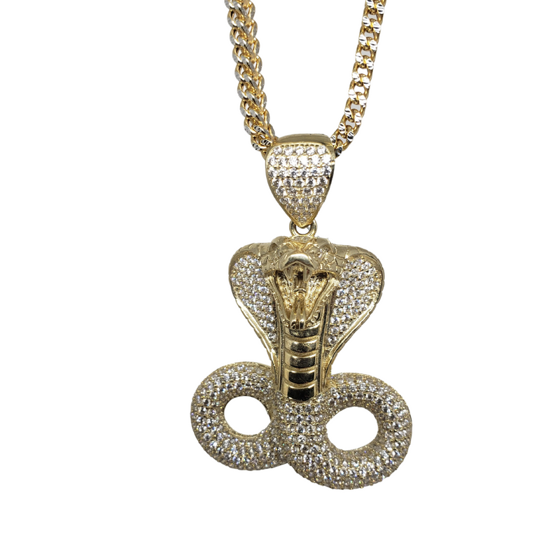 10k Diamond Cut Franco Chain With Cobra Pendant