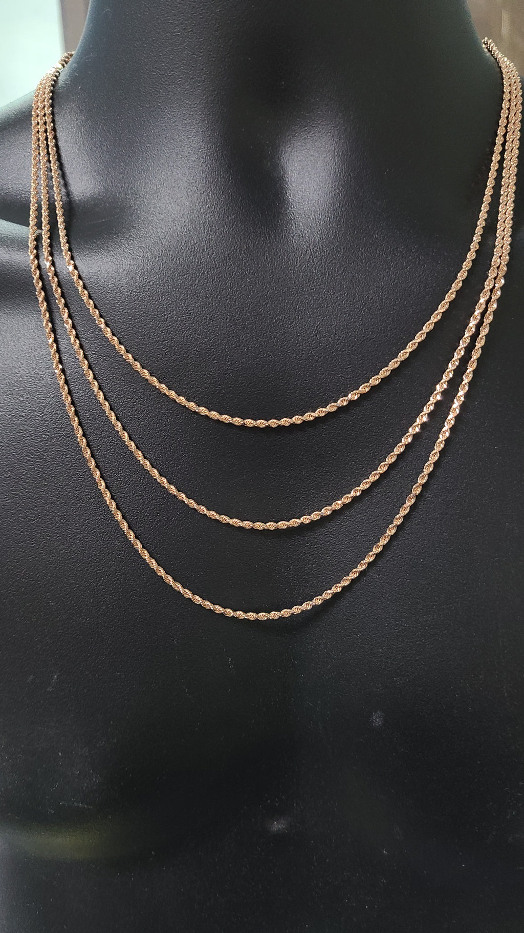 2MM 10K Rose gold Rope chain Solid - Main Image