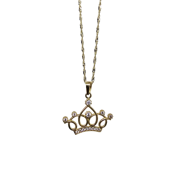 10k Gold Chain with Yellow Gold Crown  pendant New