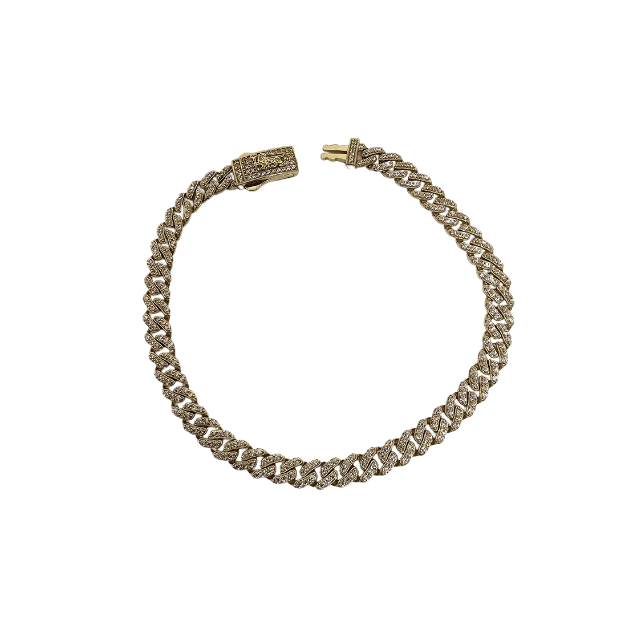 5mm Monaco Bracelet in 10K Gold with Crystal Lion Lock New