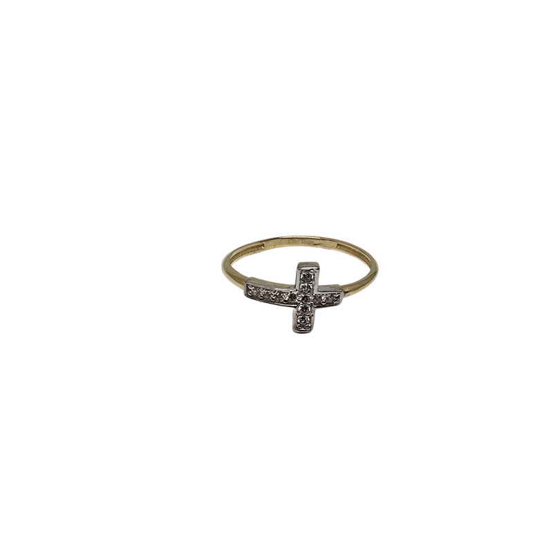 10k cross ring yellow gold