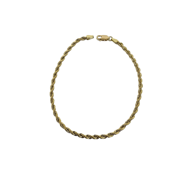 3mm Rope Chain Bracelet 10K Yellow Gold Bracelet for Men ASK-1147