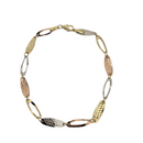 Golden Bloom – 10K Tri-Color Gold Leaf Bracelet for Women