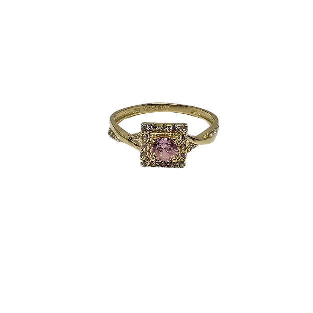 10k Gold Pink Stone  Women Ring New