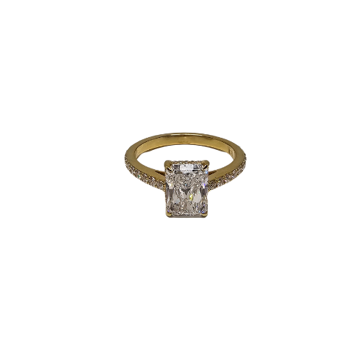 14K Gold Engagement Ring with 2.39ct Radiant-Cut VS Clarity EF Color lab Diamonds