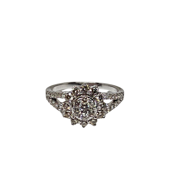 14k flower ring 0.85ct Diamonds