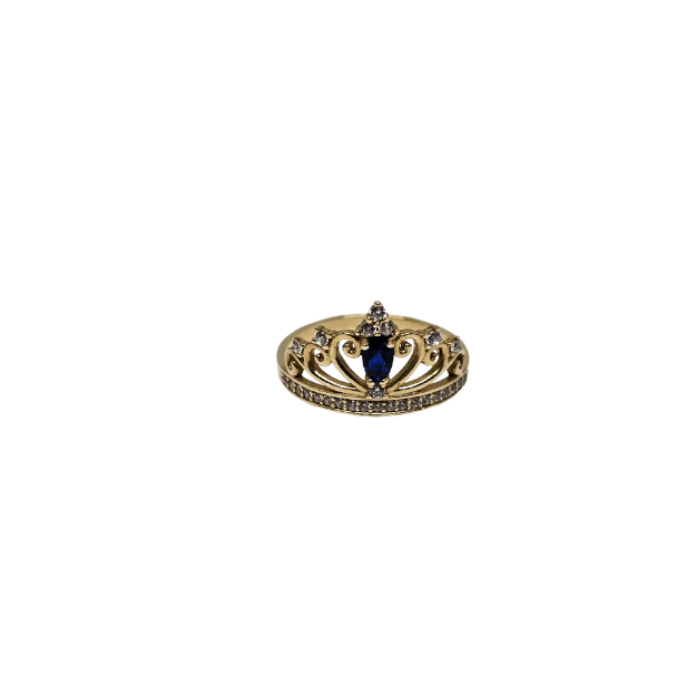 10k Gold Blue Crown Ring