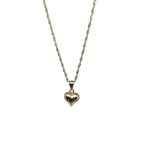 10k Gold Chain with Yellow Gold Heart  pendant New