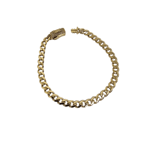 5mm Monaco Bracelet in 10K Yellow Gold with Lion Lock New