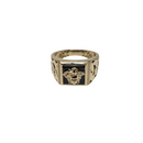 Athenian Bold: 10K Gold Men’s Greek Design Ring in Black & Gold