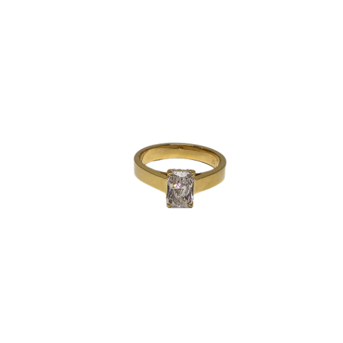 14K Gold Solitaire Engagement Ring with 1.02ct Radiant-Cut VS Clarity EF Color Lab Diamond