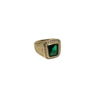 10k yellow gold men ring with beautiful synthetic green saphire MBS-815