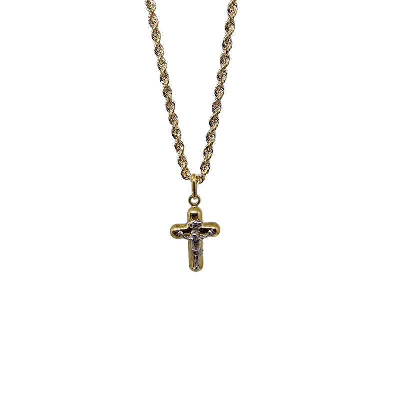 10K Gold  Rope Chain +10K Gold Cross  jesus 2 tons