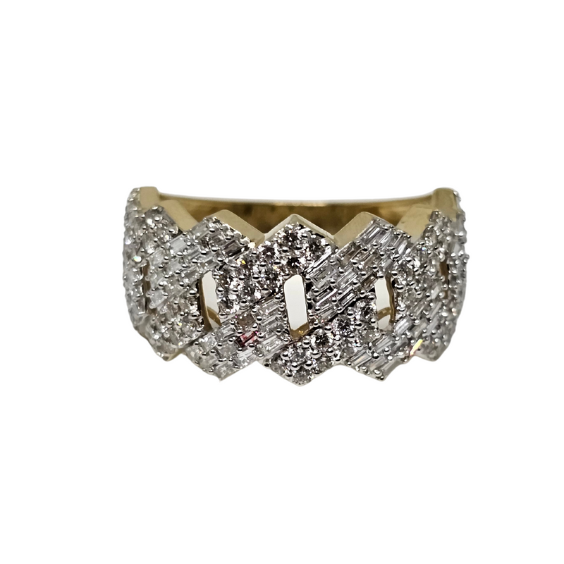 10k 12mm Monaco 1.56ct VVS/VS baguettes diamonds ring