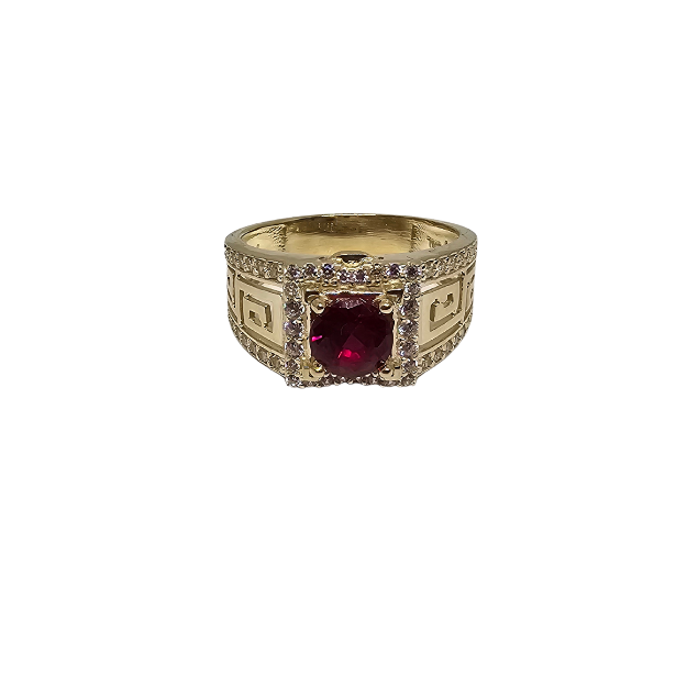 10K Gold Red Stone   Ring New CAL-018