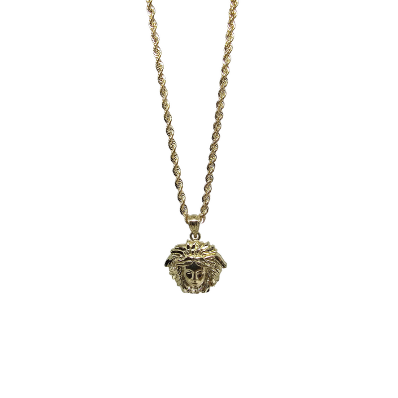 Real 10K Yellow Gold Milano Rope Chain 22 inch Necklace Lion Head Charm Pendant Real 10K Yellow Gold Milano Rope Chain 22 inch Necklace Lion Head Charm Pendant