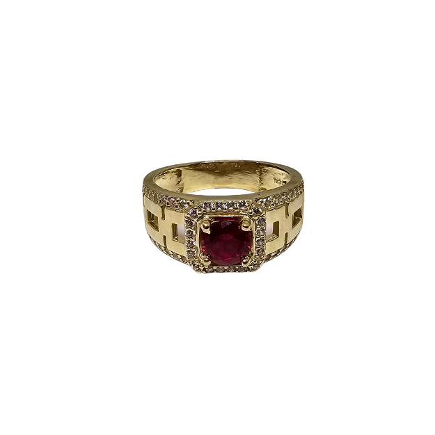 10K Gold Red Stone Ring New cali-112