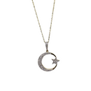 Collier 10k demi lune etoile  0.51ct de diamants Or jaune 10k