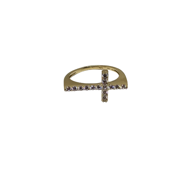 10k Gold  Women Cross Ring New cali-104