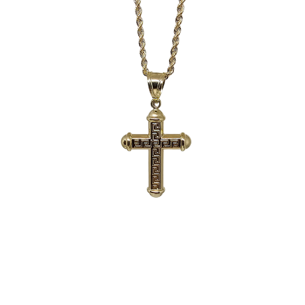 Rope Chain  10K Gold  + 10K  Gold Cross Pendant