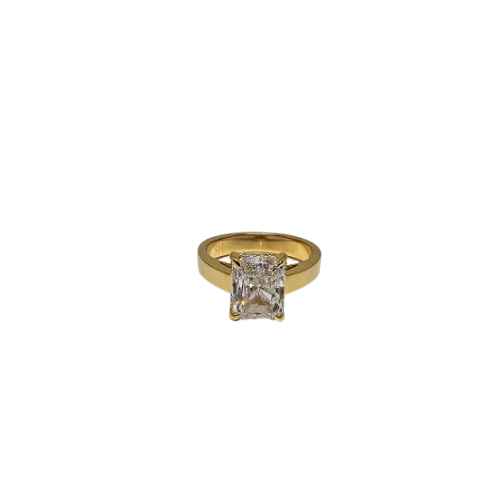 14K Gold Solitaire Engagement Ring with 3.07ct Radiant-Cut VS Clarity EF Color Lab Diamond