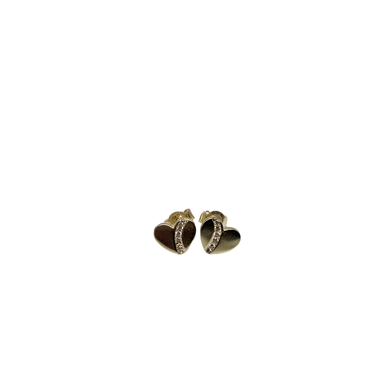 10k Yellow gold earring heart shape with zirconia new MBS-075