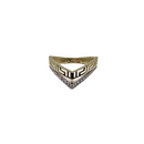 “Medusa’s Apex” – Triangle-Shaped Two-Tone 10K Gold Greek Ring with Zirconia