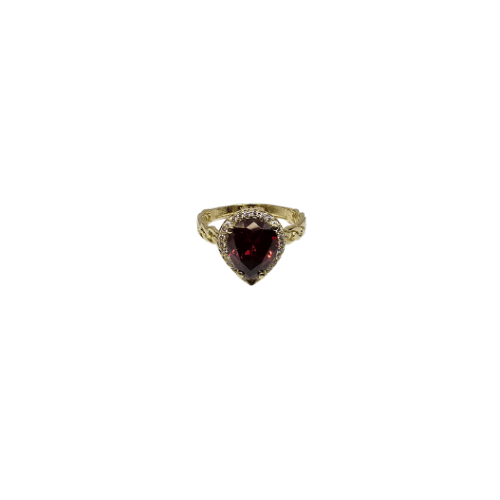 bague poire pierre rouge en or en 10k