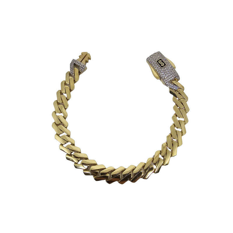9mm 10k Monaco Bracelet Yellow Gold