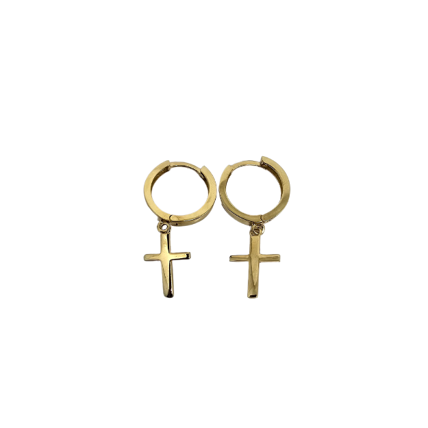 10k Cross Earring Yellow Gold