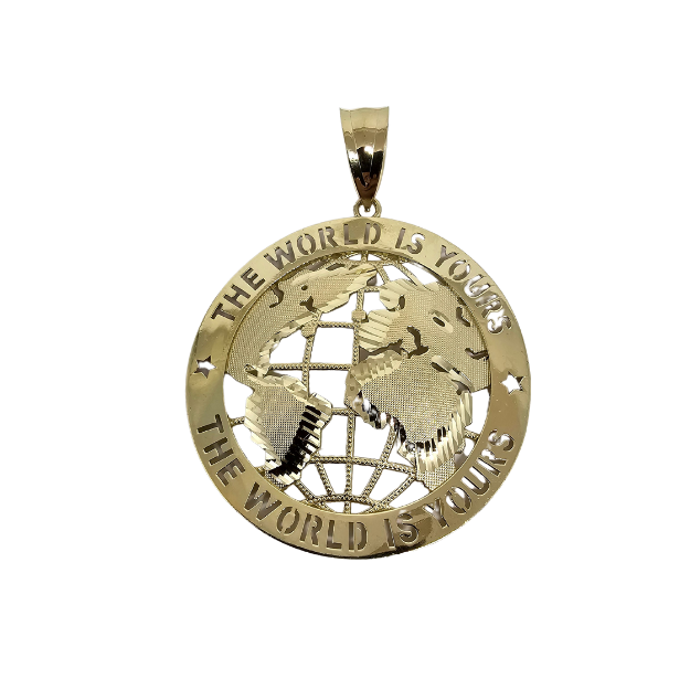 10k Gold Globe World Pendant