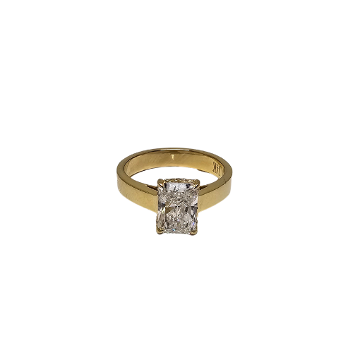 14K Gold Solitaire Engagement Ring with 2.03ct Radiant-Cut VS Clarity EF Color Lab Diamond