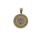 10k Yellow Gold Pendant with Zirconia Stones – Rolly Logo NEW DREY-007