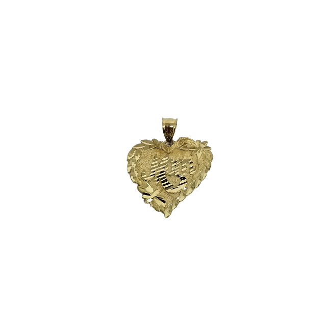 10k Gold  Heart Mom Pendant New