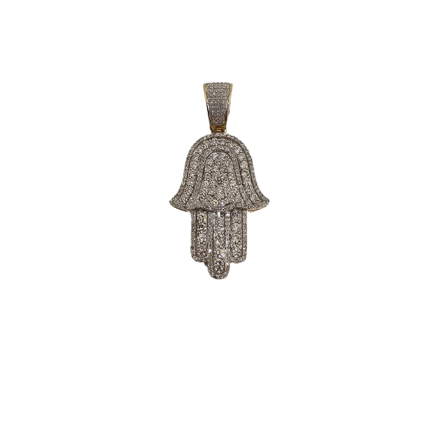 10k Pendant Hamsa Hand 1.50ct Diamonds i  NEW