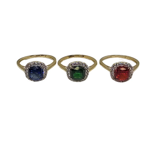 10k Gold Blue green & red Women Ring New