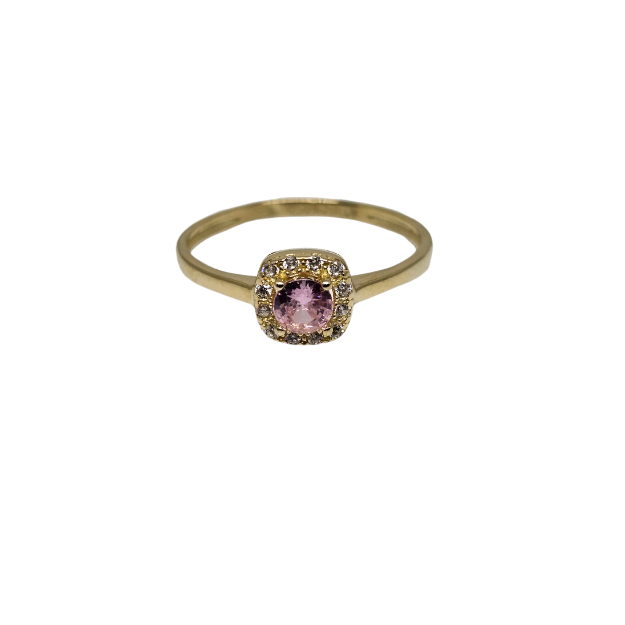 10k Gold Pink Stone  Women Ring New