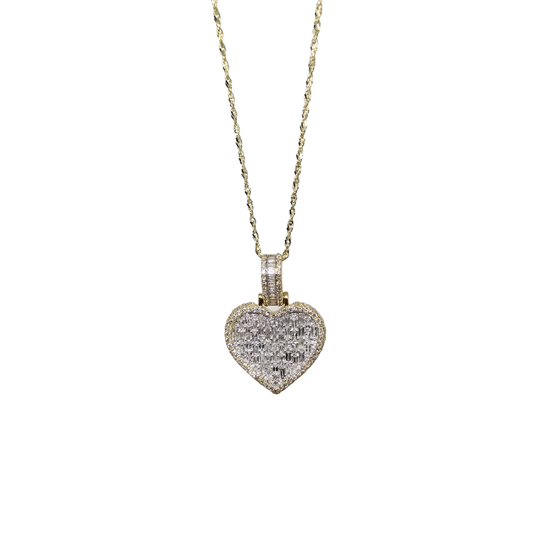 10k necklace Heart baguettes 1.57ct of diamonds