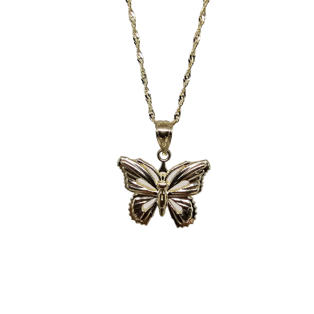 10k Gold Chain with Yellow Gold Butterfly pendant New