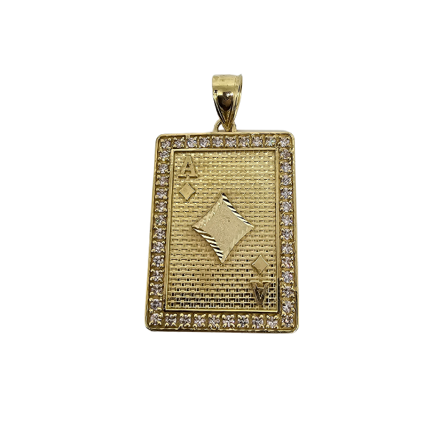 10k Gold Ace of diamonds Pendant