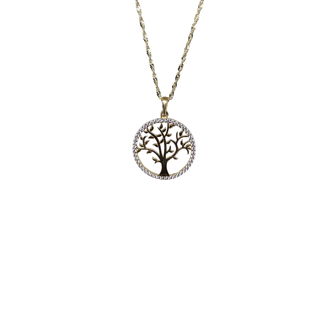 10k Gold Chain with Yellow Gold Tree of life pendant New