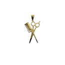 Pendentif peigne et ciseaux en or 10k Nouveau