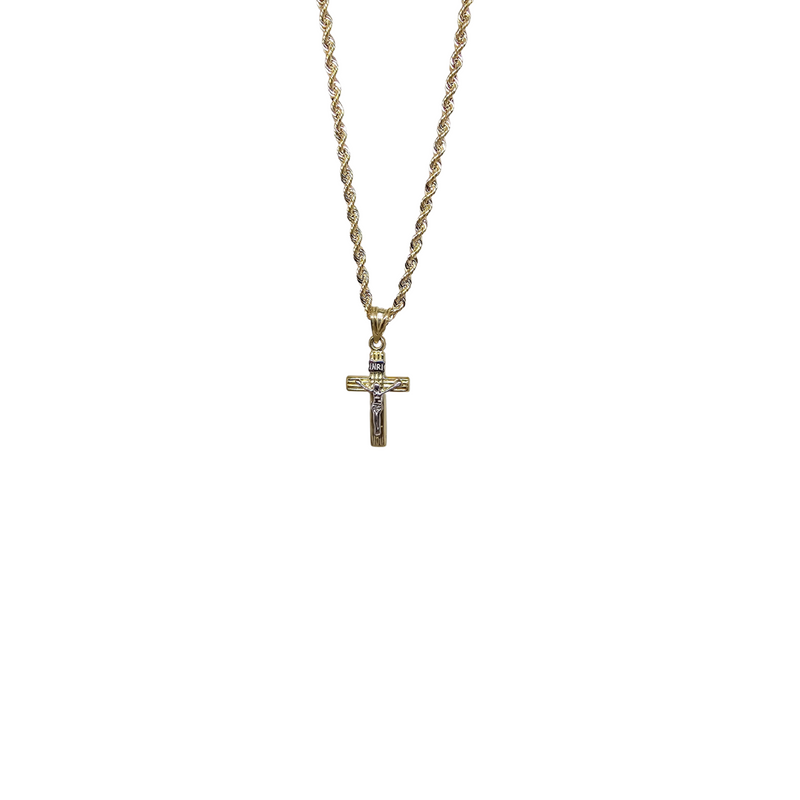 10K Gold  Rope Chain +10K Gold Cross jesus 2 tons