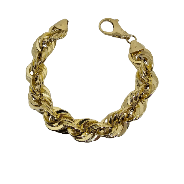 15mm Rope Chain Bracelet 10K Yellow Gold Bracelet for Men ASK-1149