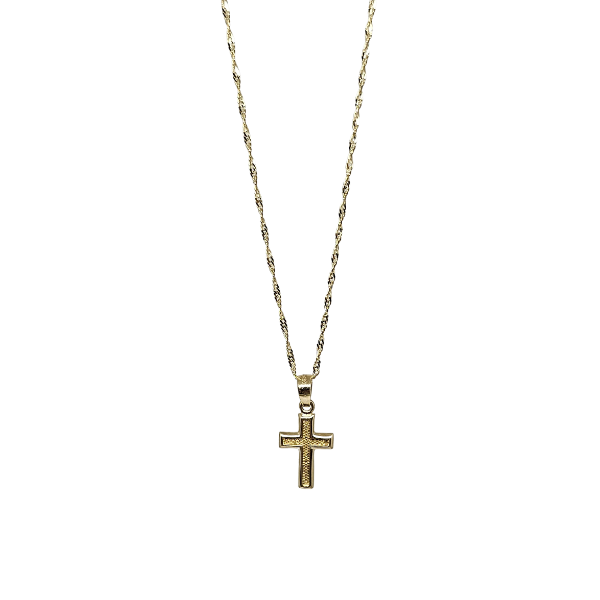 10k Gold Chain with Yellow Gold Cross Pendant New