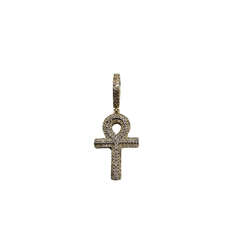 Pendentif croix en or jaune 10K avec 0.50 CT SI - Diamants naturels