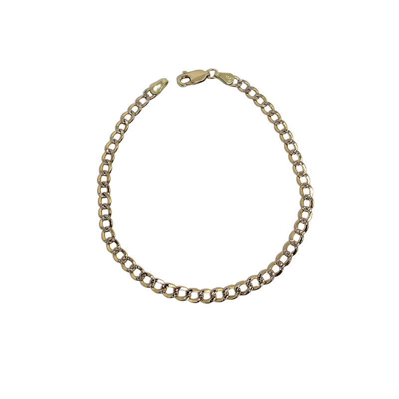 10k 4mm Curb Chain diamond cut bracelet