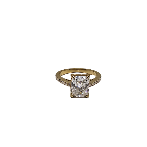 14K Gold Engagement Ring with 3.00ct Radiant-Cut VS Clarity EF color LAB diamond