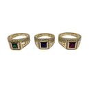 Regal Choice: 10K Yellow Gold Men’s Ring with Synthetic Sapphire in Green, Blue, or Red