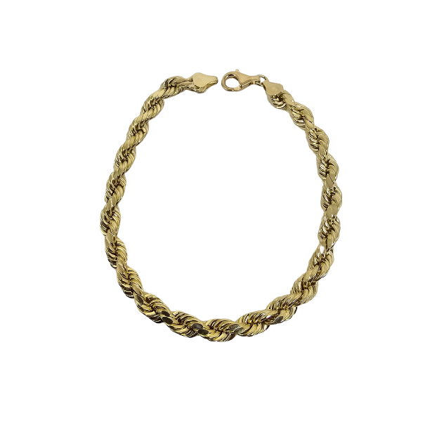 8mm Rope Chain Bracelet 10K Yellow Gold Bracelet for Men ASK-1148